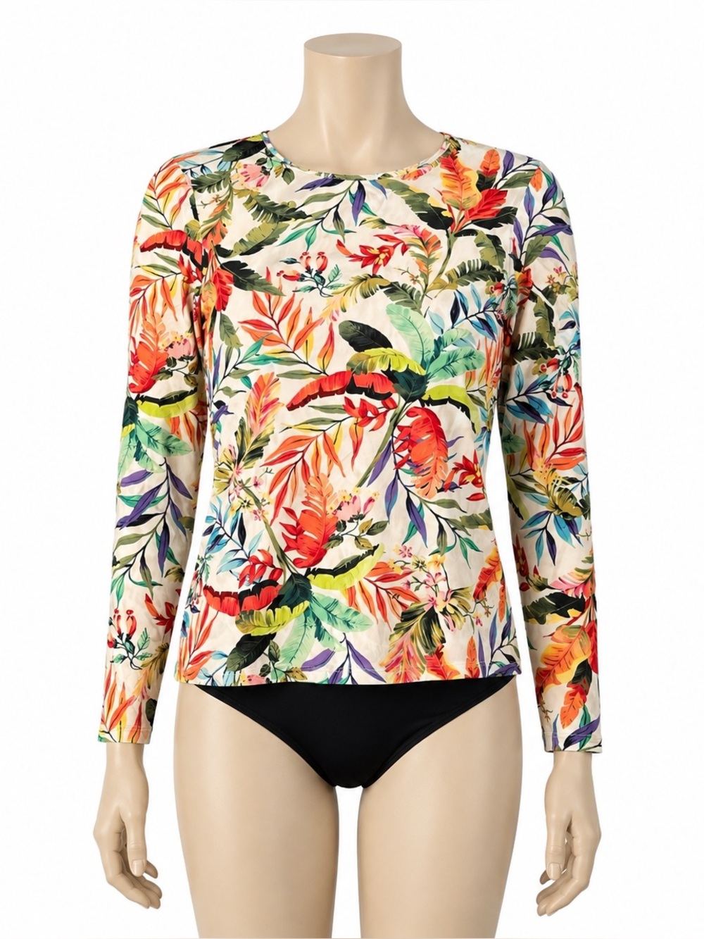 Lands' End Women's UPF 50 Long Sleeve
Rash Guard floral swim shirt Size M